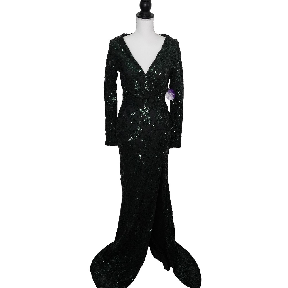 WINDSOR BLACK EMERALD SEQUIN GOWN